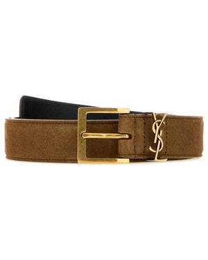 Saint Laurent Textured Buckle Belt - White