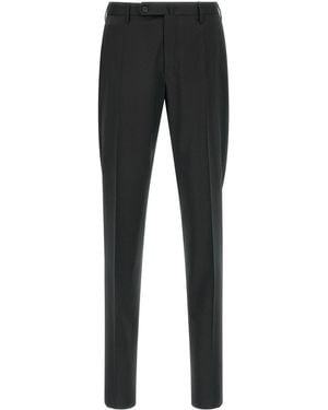 Incotex Slim Flat Front Trousers - Black