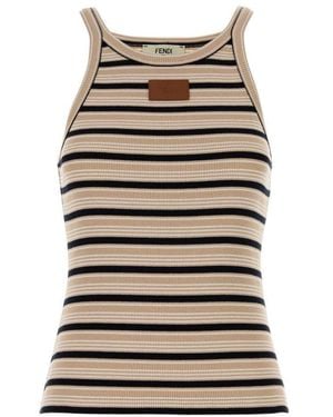 Fendi Stripes Round Neck T-Shirt - Multicolour