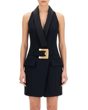 Balmain Shawl Lapel Mini Dress - Black