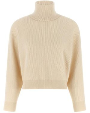 Brunello Cucinelli Knitted Turtle Neck Sweater - Natural
