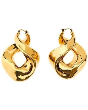 Alexander McQueen Twisted Brass Drop Earrings - Metallic