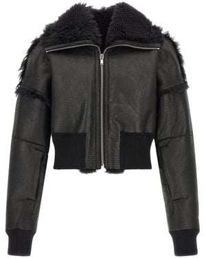 Rick Owens Textured Leather Jacket - Black