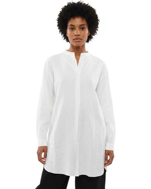 Woolrich Solid Mandarin Collar Top - White