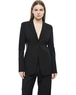 Max Mara Solid Notched Lapel Blazer - Black