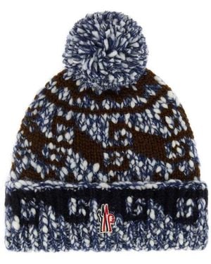 Moncler Knitted Beanie Cap - Blue