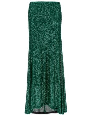 Le twins Sequin Flared Long Skirt - Green