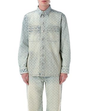 MISBHV Monogram Patterned Button-Up Overshirt - Blue