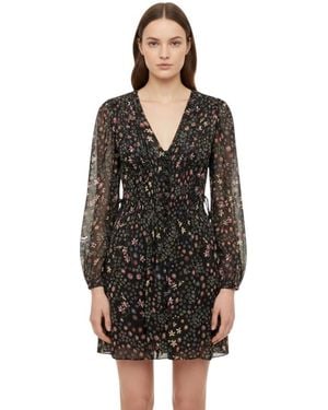 Isabel Marant Floral V Neck Mini Dress - Black
