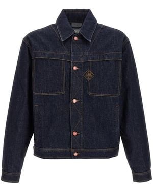CASABLANCA Solid Shirt Collar Jacket - Blue