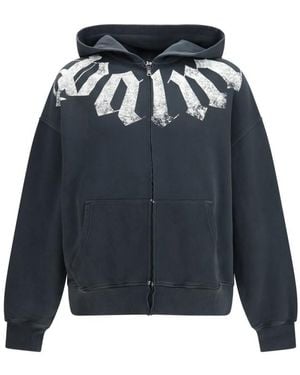 Palm Angels Zip Up Logo Hoodie - Blue