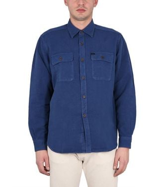 Fay Regular Logo Shirt - Blue