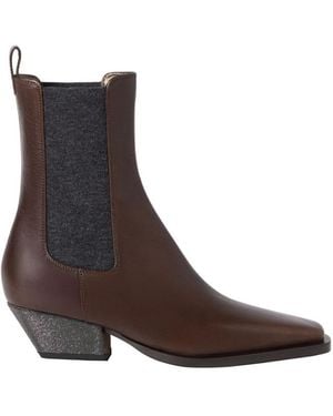 Brunello Cucinelli Solid Ankle Boots Boots - Brown