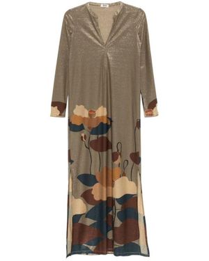 Siyu Floral V Neck Maxi Dress - Natural