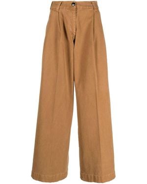 Gabriele Pasini Wide Leg Cotton Trousers - Brown