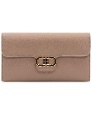 Ferragamo Taupe Gancini Clutch - Brown