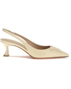 Santoni Slingback Taylor Pumps - Natural
