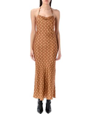 Marine Serre Moon Satin Long Slip Dress - Brown