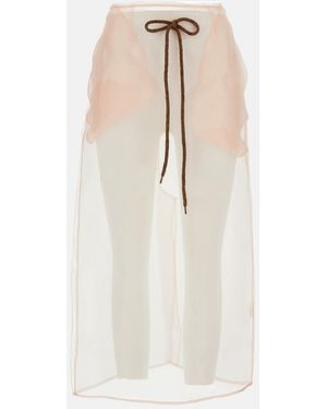 Simone Rocha Sheer Column Midi Skirt - White