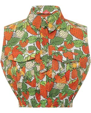 ALESSANDRO ENRIQUEZ Multicolour Printed Sleeveless Shirt - Grey