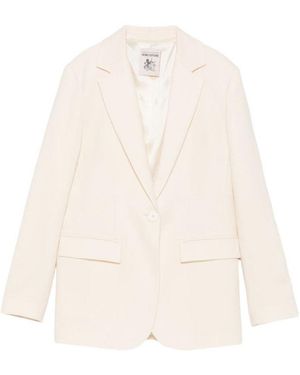 Semicouture Solid Notched Lapel Blazer - White