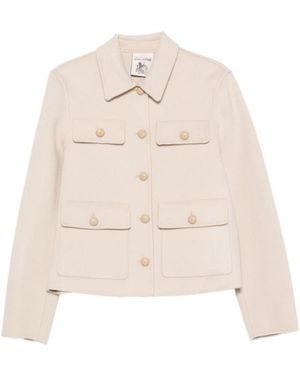 Semicouture Solid Shirt Collar Jacket - Natural