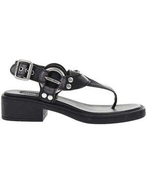 Miu Miu Leather Sandals - Black