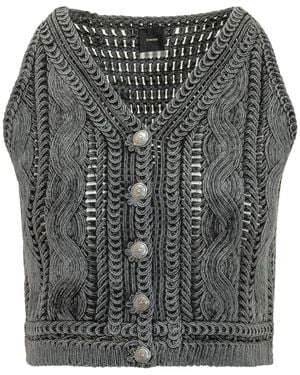 Pinko Knitted V Neck Top - Gray