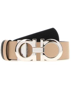 Ferragamo Logo Buckle Reversible Belt - Natural