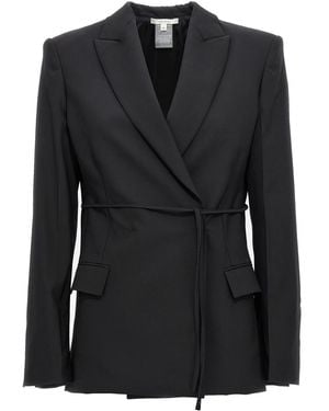 Nensi Dojaka Double Breast Drawstring Blazer Jacket - Black