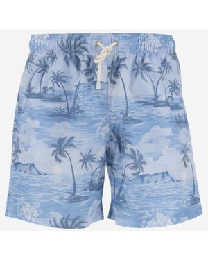 Palm Angels Drawstring Waist Printed Swimwear - Blue