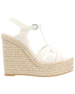 Saint Laurent Solid Tribute Wedges - Natural