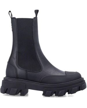 Ganni Cleated Mid Chelsea Boots - Blue