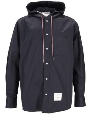 Thom Browne Solid Hood Jacket - Blue
