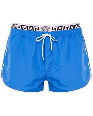Versace Logo Band Swim Shorts - Blue
