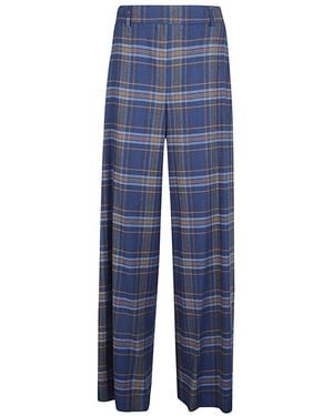 Niu Wide-Leg Checked Pants - Blue