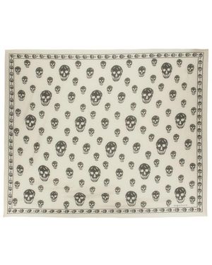 McQueen Skull Printed Scarf - Metallic