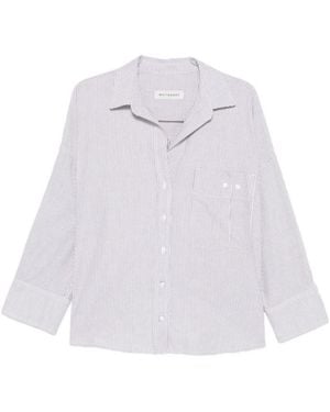 White Sand Striped Cotton Shirt - White
