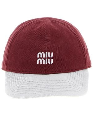 Miu Miu Bordeaux Logo Baseball Cap - Red