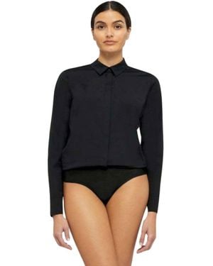 Wolford Solid Shirt Collar Top - Black