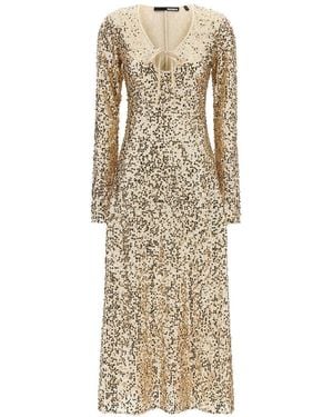 ROTATE BIRGER CHRISTENSEN Rotate Birger Christensen 'Net Sequins Midi' Dress - Natural
