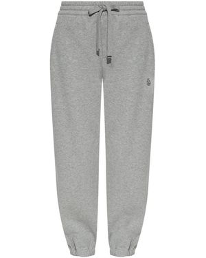 McQueen Light Logo-Embroidered Track Trousers - Grey