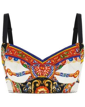 Dolce & Gabbana Printed Sweet Heart Neck Top - Pink