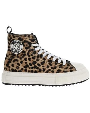 DSquared² Leopard Print Logo Sneakers - Brown
