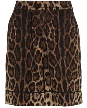 Dolce & Gabbana Leopard Shorts - Brown