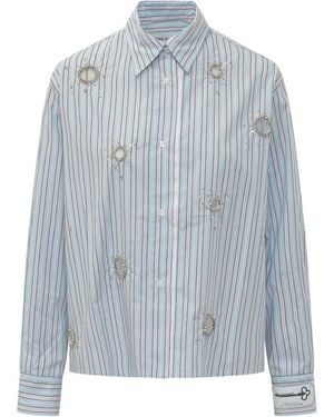 Des Phemmes Embellished Stripes Shirt - Blue