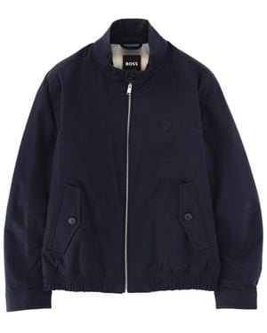 BOSS Solid Band Collar Jacket - Blue