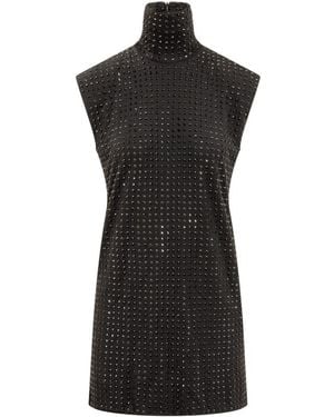 Sportmax Embellished Turtle Neck Mini Dress - Black
