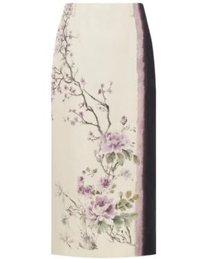 Dior Floral Midi Skirt - Natural