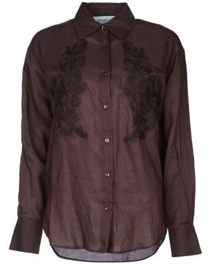 ERMANNO FIRENZE Regular Embroidered Shirt - Brown